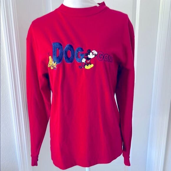 Vintage MICKEY ,INC Dog gone It Pluto and Mikey Appliqué/Embroidery Long Sleeve - Picture 1 of 9